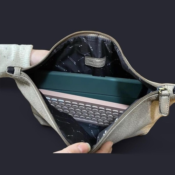 Free People Vegan Leather Large Zip Clutch Bag - -Soft, Gray Taupe - Picture 7 of 8